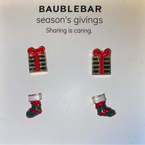 BNIB Baublebar Christmas Stocking & Christmas Presents Stud Earrings